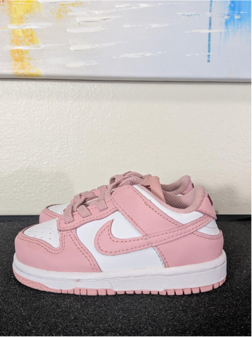Nike Leather Low Top Shoes Kids Size 7C Pink White Casual Colorblock Sneakers